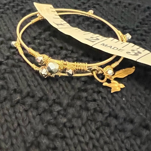 Guitar String Bangles Bracelet Gold Set of Two - Picture 10 of 10